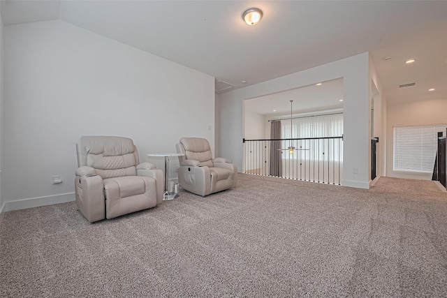 21307 Metallic Blue Dr, Cypress, TX 77433 - living area with carpet flooring, recessed lighting, and baseboards