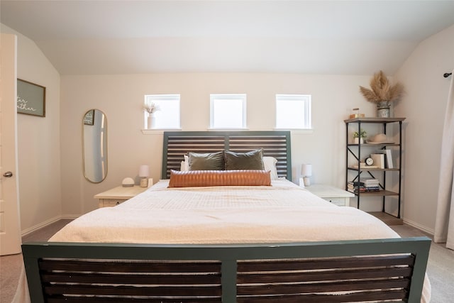 16935 Lagos Ln, Crosby, TX 77532 - bedroom featuring carpet, lofted ceiling, and baseboards
