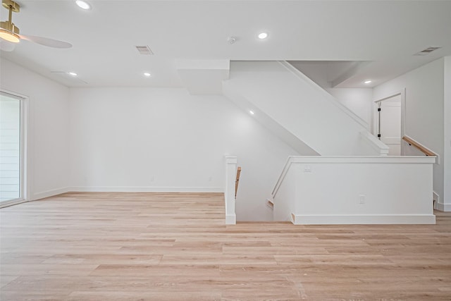 6023 Maybell, Houston, TX 77091 - unfurnished room featuring light wood-style floors, recessed lighting, baseboards, and ceiling fan
