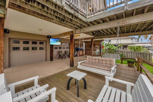 1302 Tiki Dr, Tiki Island, TX 77554 - deck with a garage
