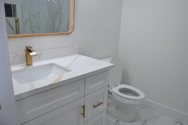 2522 Cassius Ct, New Caney, TX 77357 - bathroom with vanity, marble finish flooring, and a marble finish shower