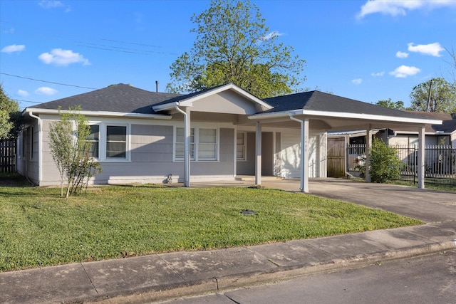 2408 Raymond St, Pasadena, TX 77506 - ranch-style home with a carport, concrete driveway, and a shingled roof