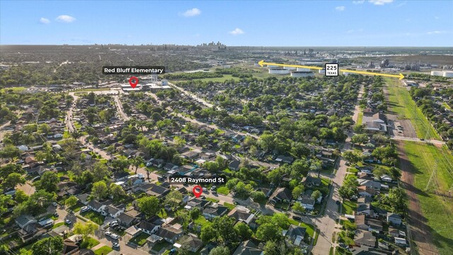 2408 Raymond St, Pasadena, TX 77506 - aerial view of property and surrounding area with nearby suburban area
