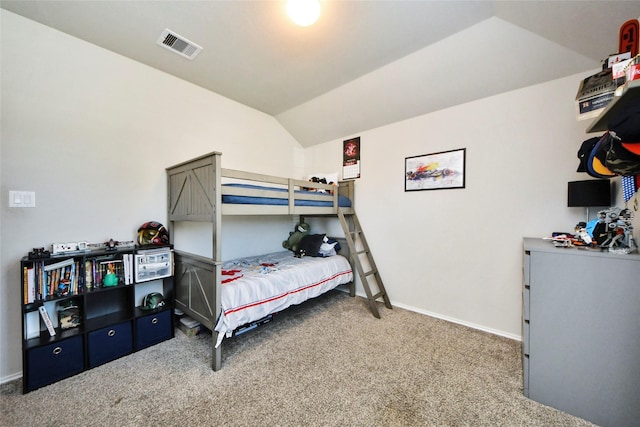 14133 Sharktooth Hill Ln, Conroe, TX 77384 - carpeted bedroom featuring vaulted ceiling and baseboards