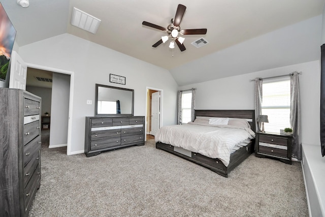 15543 Sheldon Ridge Way, Houston, TX 77044 - bedroom featuring vaulted ceiling, carpet flooring, baseboards, and a ceiling fan