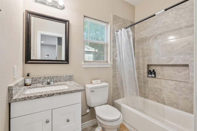 237 Ridgeside Ct, Montgomery, TX 77316 - full bathroom featuring toilet, vanity, and shower / tub combo with curtain