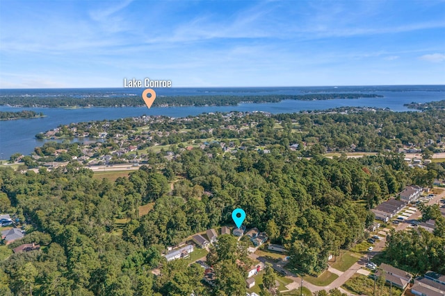 237 Ridgeside Ct, Montgomery, TX 77316 - aerial overview of property's location featuring a nearby body of water and a heavily wooded area