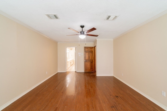 6914 Coral Ridge Rd, Houston, TX 77069 - unfurnished room featuring a ceiling fan, wood finished floors, baseboards, and crown molding