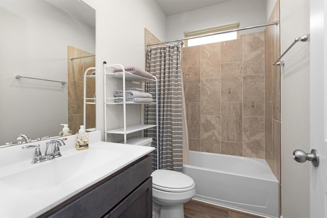 1217 Antelope Passing Dr, Montgomery, TX 77316 - bathroom featuring vanity, shower / bath combo, toilet, and wood finished floors