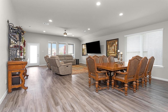 1217 Antelope Passing Dr, Montgomery, TX 77316 - dining space featuring a ceiling fan, baseboards, recessed lighting, and light wood-style flooring