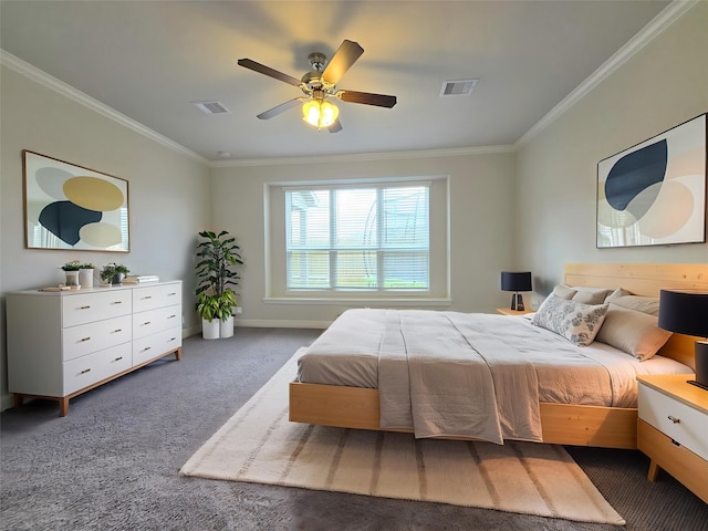 3559 Britton Burrow Way, Richmond, TX 77406 - bedroom featuring carpet flooring, crown molding, a ceiling fan, and baseboards