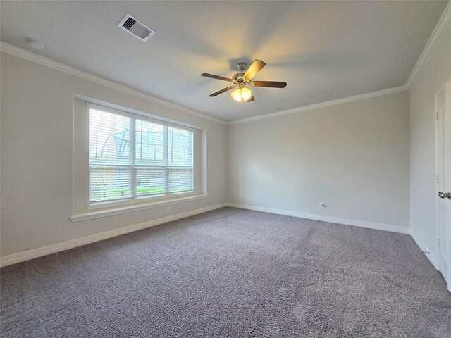 3559 Britton Burrow Way, Richmond, TX 77406 - carpeted spare room featuring ornamental molding, baseboards, and ceiling fan