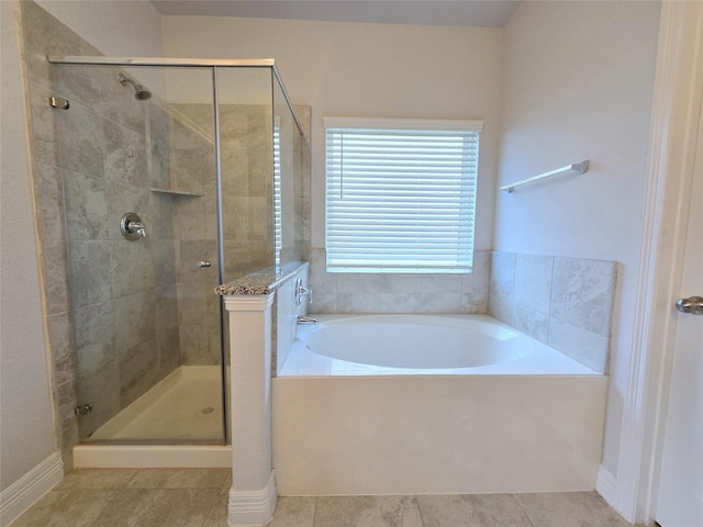 3559 Britton Burrow Way, Richmond, TX 77406 - bathroom with a shower stall, a garden tub, and tile patterned flooring