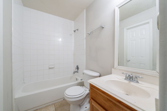 6635 Rusty Ridge Ln, Katy, TX 77449 - full bath featuring toilet, vanity, shower / tub combination, and tile patterned flooring