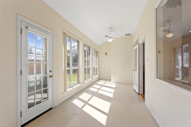 7903 S Wellington Ct, Houston, TX 77055 - unfurnished sunroom featuring healthy amount of natural light, baseboards, finished concrete floors, and vaulted ceiling