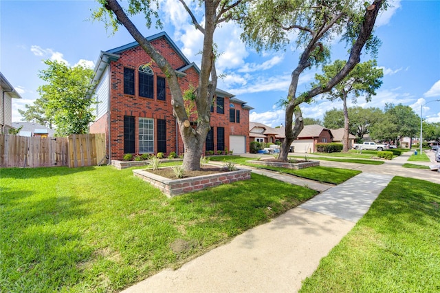 13727 Sablegarden Ln, Houston, TX 77014 - traditional-style home featuring an attached garage, brick siding, and a residential view