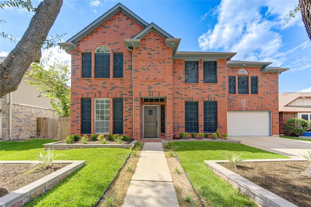 13727 Sablegarden Ln, Houston, TX 77014 - traditional-style home featuring brick siding, a garage, and concrete driveway
