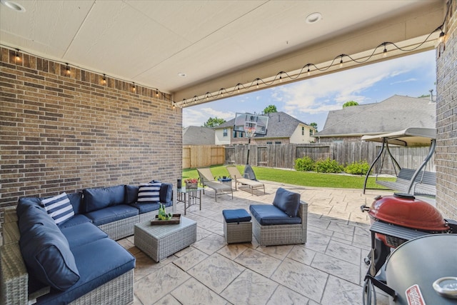 12427 Adams Ridge Ln, Humble, TX 77346 - view of patio featuring outdoor lounge area and a residential view