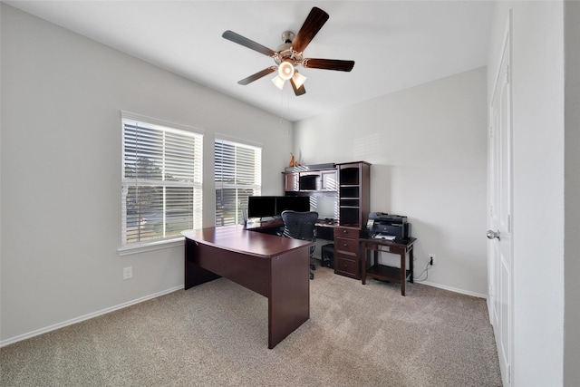 13854 Rock Island Trl, Conroe, TX 77384 - office space featuring light carpet, ceiling fan, and baseboards