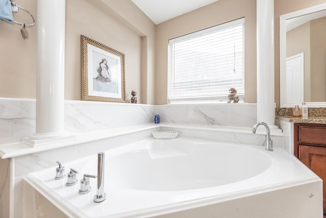 13422 Great Creek Dr, Pearland, TX 77584 - bathroom with a garden tub and vanity