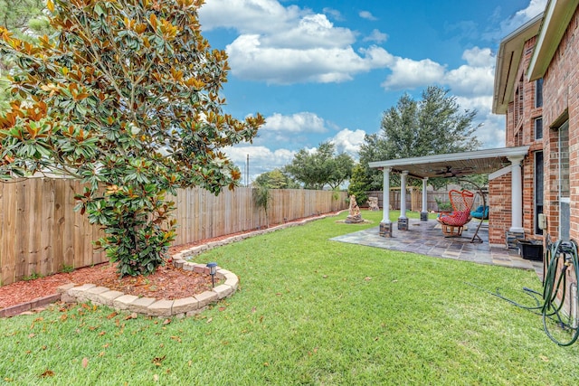 13422 Great Creek Dr, Pearland, TX 77584 - view of yard with ceiling fan and a patio