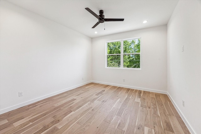 1707 Nina Lee Ln, Houston, TX 77018 - unfurnished room featuring ceiling fan, light wood finished floors, baseboards, and recessed lighting