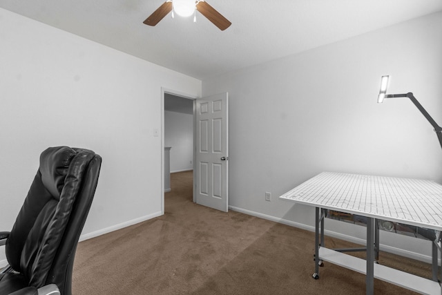 9931 Chimney Swift Ln, Conroe, TX 77385 - office space with carpet, ceiling fan, and baseboards