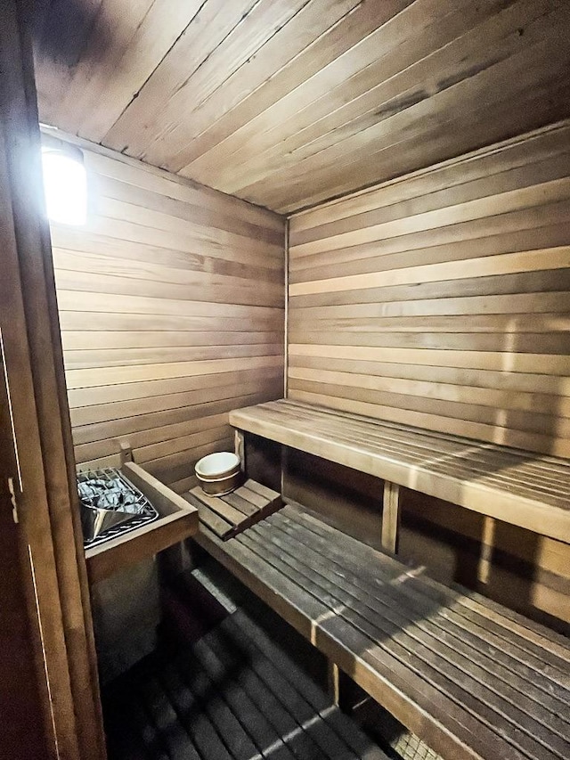 2207 Postoffice St Unit 208, Galveston, TX 77550 - relaxing sauna / steam room with wood ceiling and wood walls