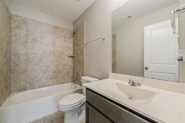1603 N City Oaks Ln, Houston, TX 77047 - full bath featuring toilet, vanity, shower / bath combination, and tile patterned floors