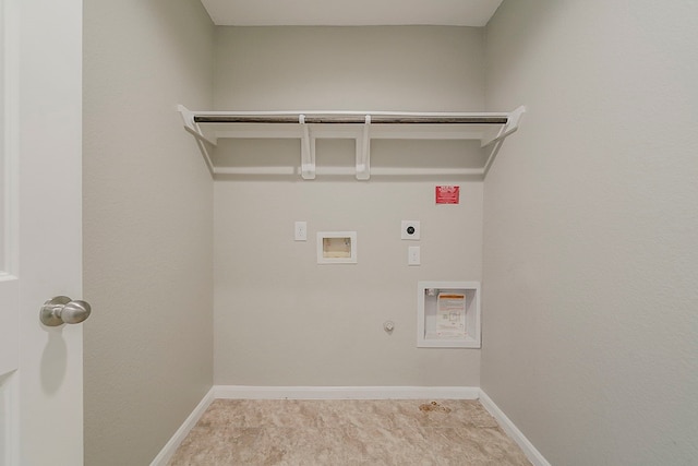 1603 N City Oaks Ln, Houston, TX 77047 - washroom featuring electric dryer hookup, hookup for a gas dryer, washer hookup, carpet, and baseboards