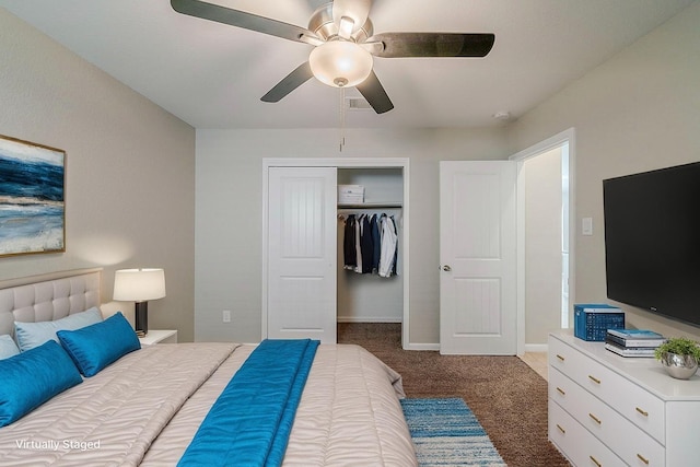 1603 N City Oaks Ln, Houston, TX 77047 - carpeted bedroom featuring a closet, ceiling fan, and baseboards
