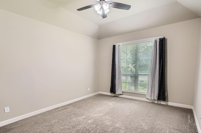 2044 Doolan Dr, Conroe, TX 77301 - carpeted empty room with baseboards, a ceiling fan, and vaulted ceiling