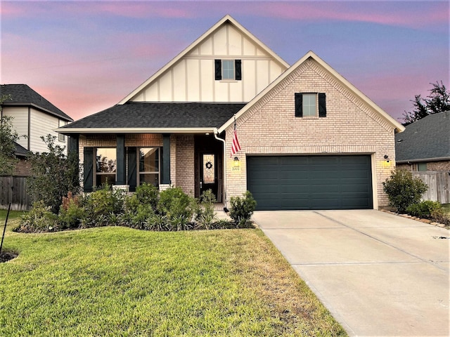 2002 Village Orchard Ln, Katy, TX 77423 - view of front of property featuring board and batten siding, brick siding, concrete driveway, a shingled roof, and an attached garage
