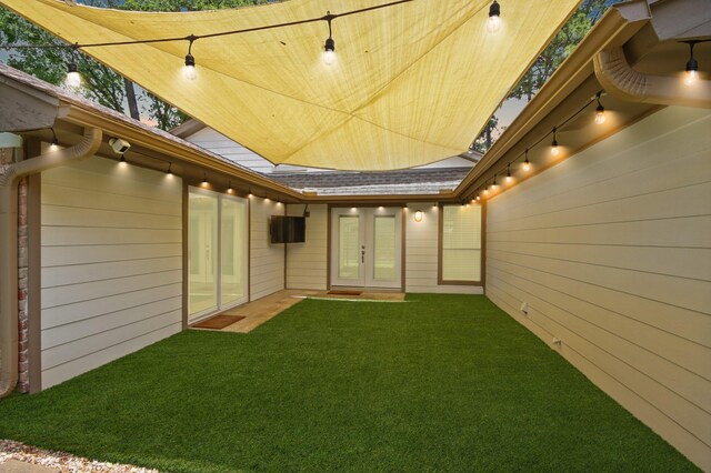 14922 Sandy Creek Dr, Houston, TX 77070 - view of grassy yard with french doors
