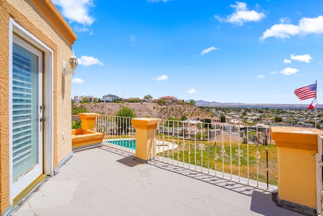6574 Eagle Ridge Dr, El Paso, TX 79912 - view of patio / terrace featuring a balcony and a mountain view