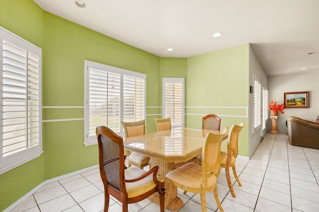 6574 Eagle Ridge Dr, El Paso, TX 79912 - dining area with plenty of natural light, light tile patterned floors, baseboards, and recessed lighting