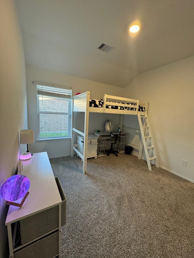 10026 Rose Mallow Ln, Magnolia, TX 77354 - carpeted bedroom with an office area, baseboards, and lofted ceiling