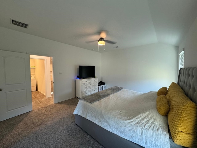 10026 Rose Mallow Ln, Magnolia, TX 77354 - bedroom featuring washer / clothes dryer, carpet, ceiling fan, and baseboards