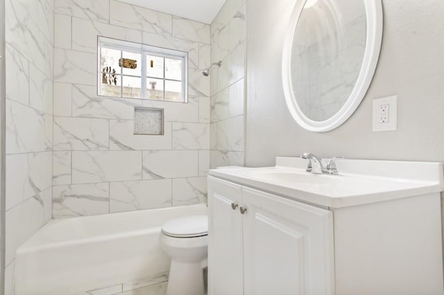208 Preston St, La Marque, TX 77568 - full bath featuring vanity, bathing tub / shower combination, and toilet