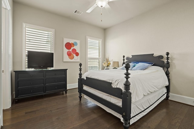 9810 Mount Whitney, Missouri City, TX 77459 - bedroom featuring baseboards, hardwood / wood-style flooring, and a ceiling fan