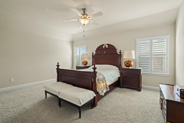 9810 Mount Whitney, Missouri City, TX 77459 - bedroom featuring light carpet, baseboards, and a ceiling fan