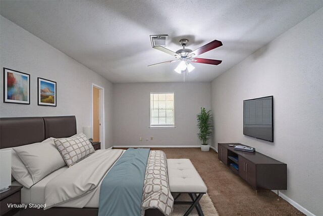 7631 Southmeadow Dr, Houston, TX 77071 - bedroom with carpet flooring, baseboards, and ceiling fan