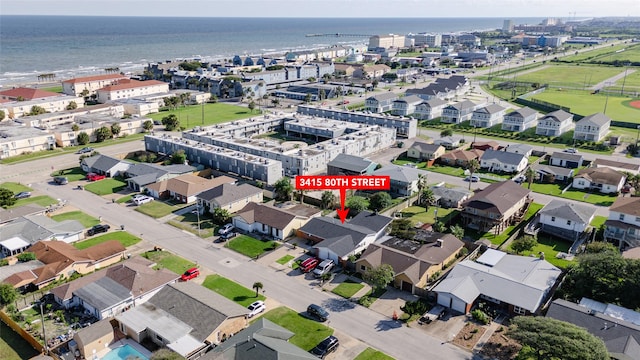 3415 80th St, Galveston, TX 77551 - aerial view of property and surrounding area featuring a nearby body of water