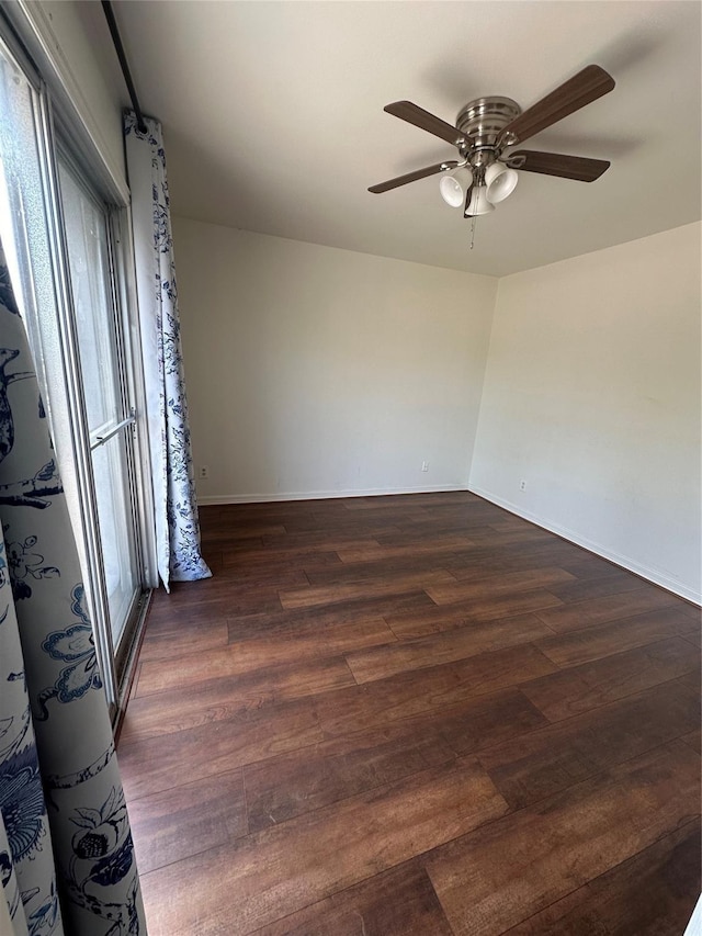 9003 Gaylord St Unit 12, Houston, TX 77024 - empty room featuring ceiling fan and dark wood finished floors
