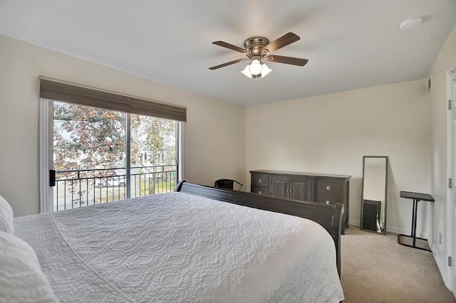 9003 Gaylord St Unit 12, Houston, TX 77024 - bedroom featuring access to outside, light carpet, and ceiling fan