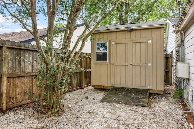 10718 Dunlap St, Houston, TX 77096 - view of shed featuring a fenced backyard
