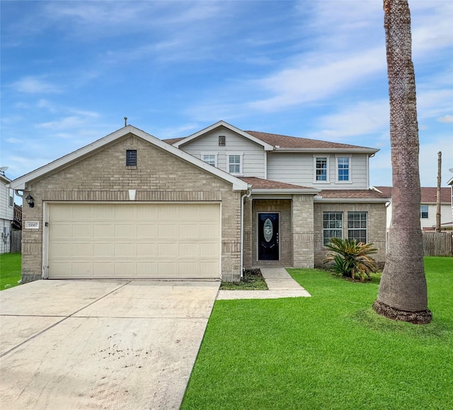 15507 Liberty Bluff Dr, Houston, TX 77049 - traditional home featuring driveway, a garage, a shingled roof, and brick siding