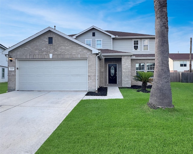 15507 Liberty Bluff Dr, Houston, TX 77049 - traditional home featuring concrete driveway, a garage, a shingled roof, and brick siding