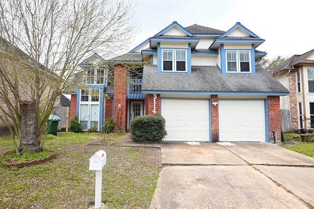 3114 Hollow Creek Ct, Houston, TX 77082 - view of front of property with brick siding, concrete driveway, a garage, and roof with shingles