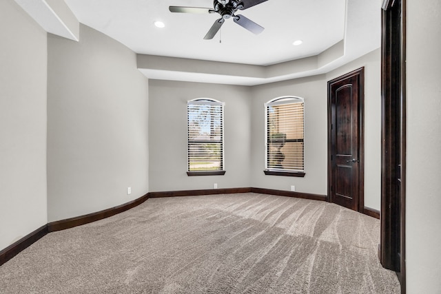 5912 T St, Katy, TX 77493 - carpeted spare room featuring baseboards, a ceiling fan, and recessed lighting